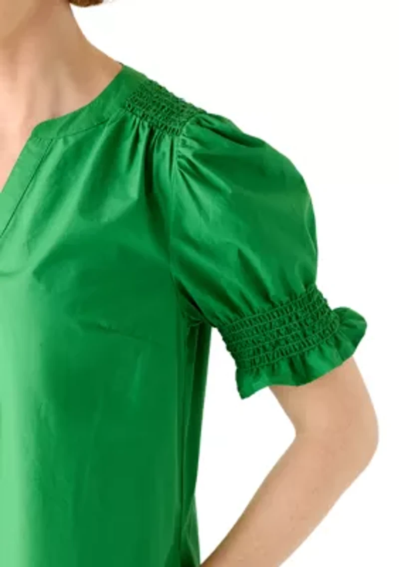Women's Short Smocked Sleeve Shirtdress