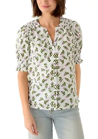 Women's Smocked Button Front Top