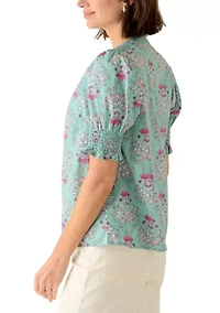 Women's Smocked Button Front Top