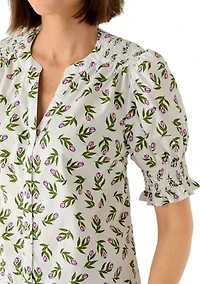 Women's Smocked Button Front Top