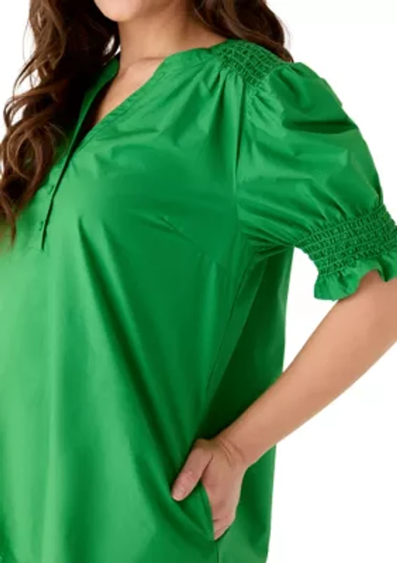 Petite Short Sleeve Smock Dress