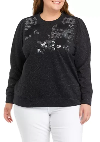 Plus Long Sleeve Sequin Sweatshirt