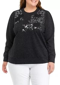 Plus Long Sleeve Sequin Sweatshirt