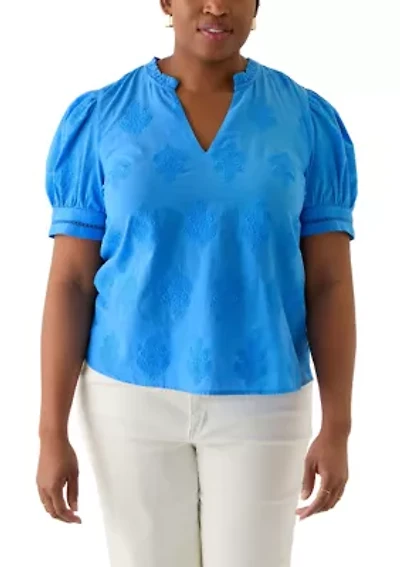 Plus Embroidered Woven Top