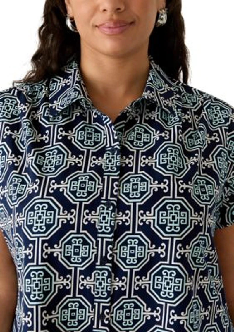 Women's Short Flutter Sleeve Printed Mini Dress