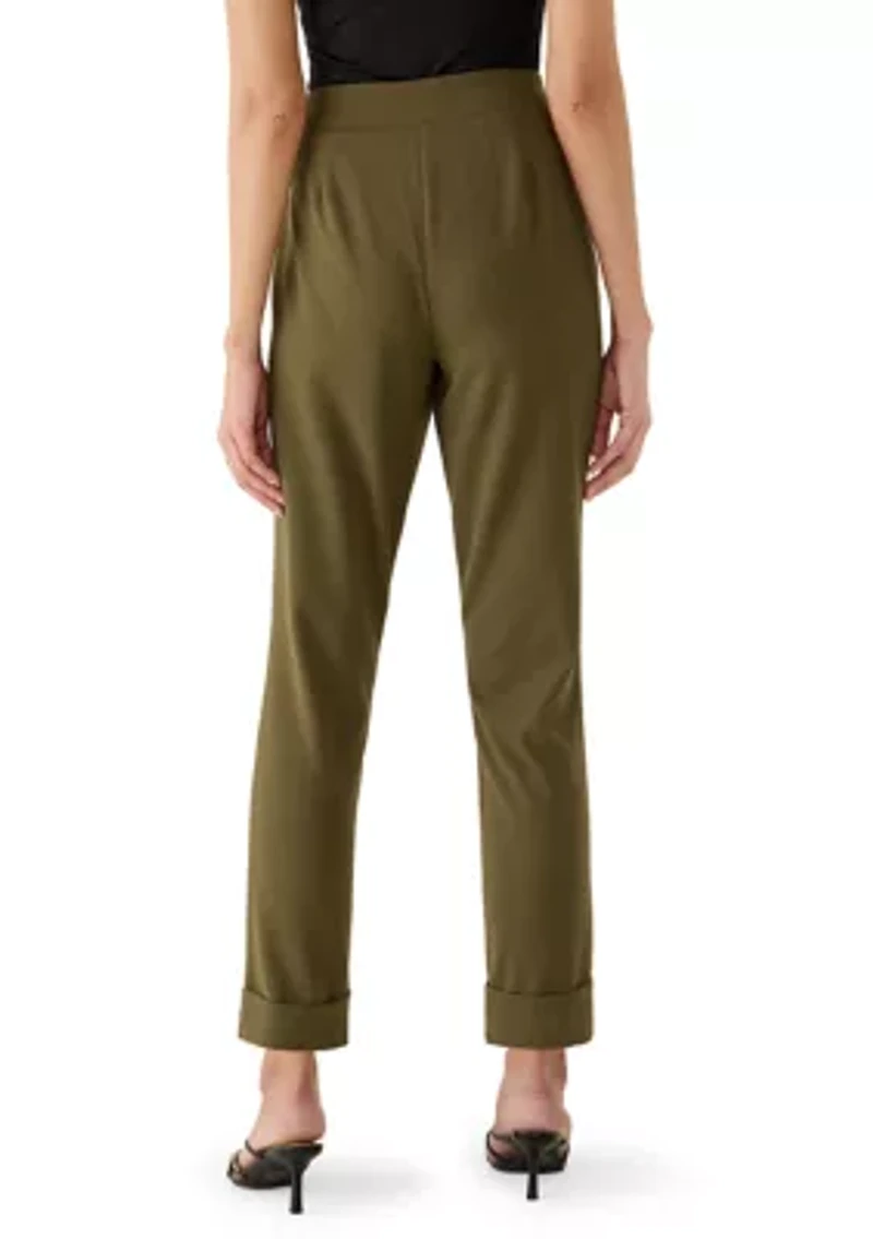 Women's Pleated Cuff Ankle Pants