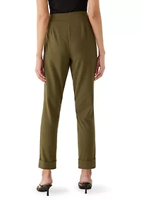 Women's Pleated Cuff Ankle Pants