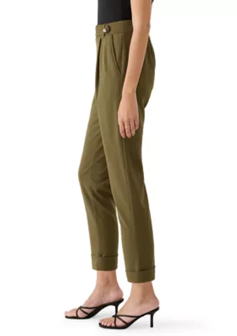 Women's Pleated Cuff Ankle Pants