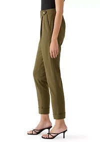 Women's Pleated Cuff Ankle Pants