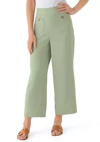 Women's Wide Leg Front Pocket Cropped Pants