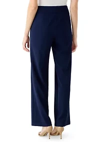 Women's Pull On Wide Leg Pants with Pleats and Rivits