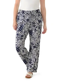 Women's Wide Leg Pull On Bandana Printed Pants
