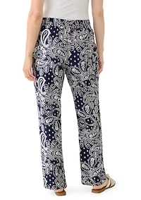 Women's Wide Leg Pull On Bandana Printed Pants