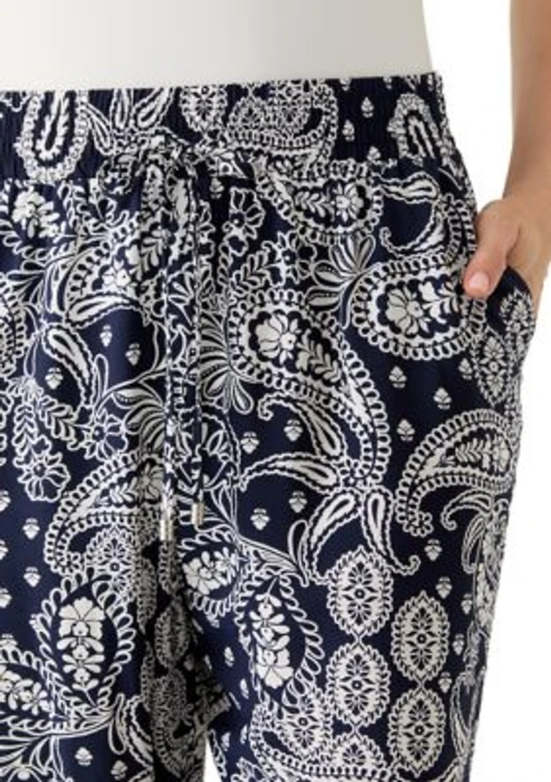 Women's Wide Leg Pull On Bandana Printed Pants