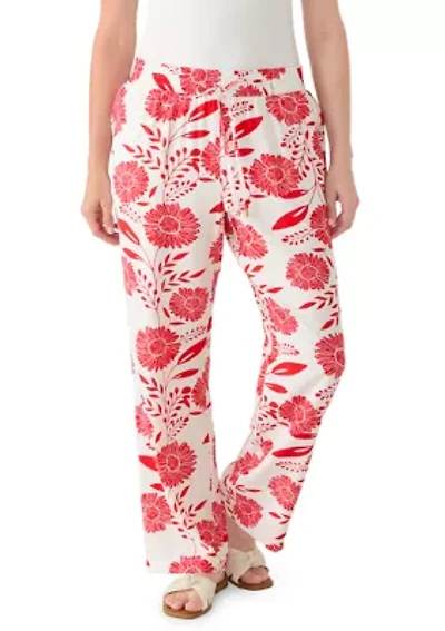 Women's Wide Leg Pull On Floral Printed Pants