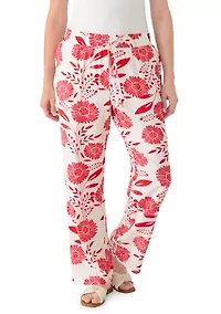 Women's Wide Leg Pull On Floral Printed Pants