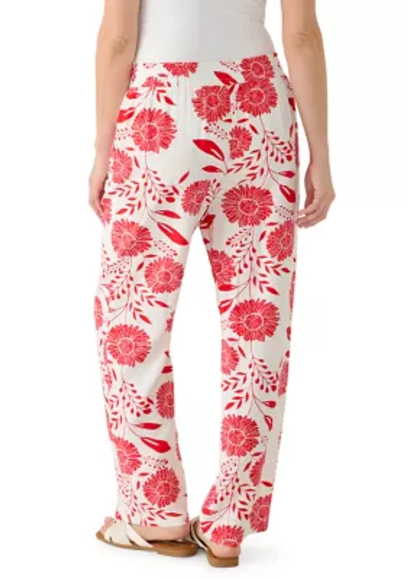 Women's Wide Leg Pull On Floral Printed Pants