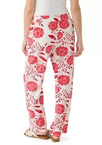 Women's Wide Leg Pull On Floral Printed Pants