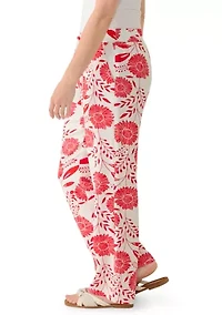 Women's Wide Leg Pull On Floral Printed Pants
