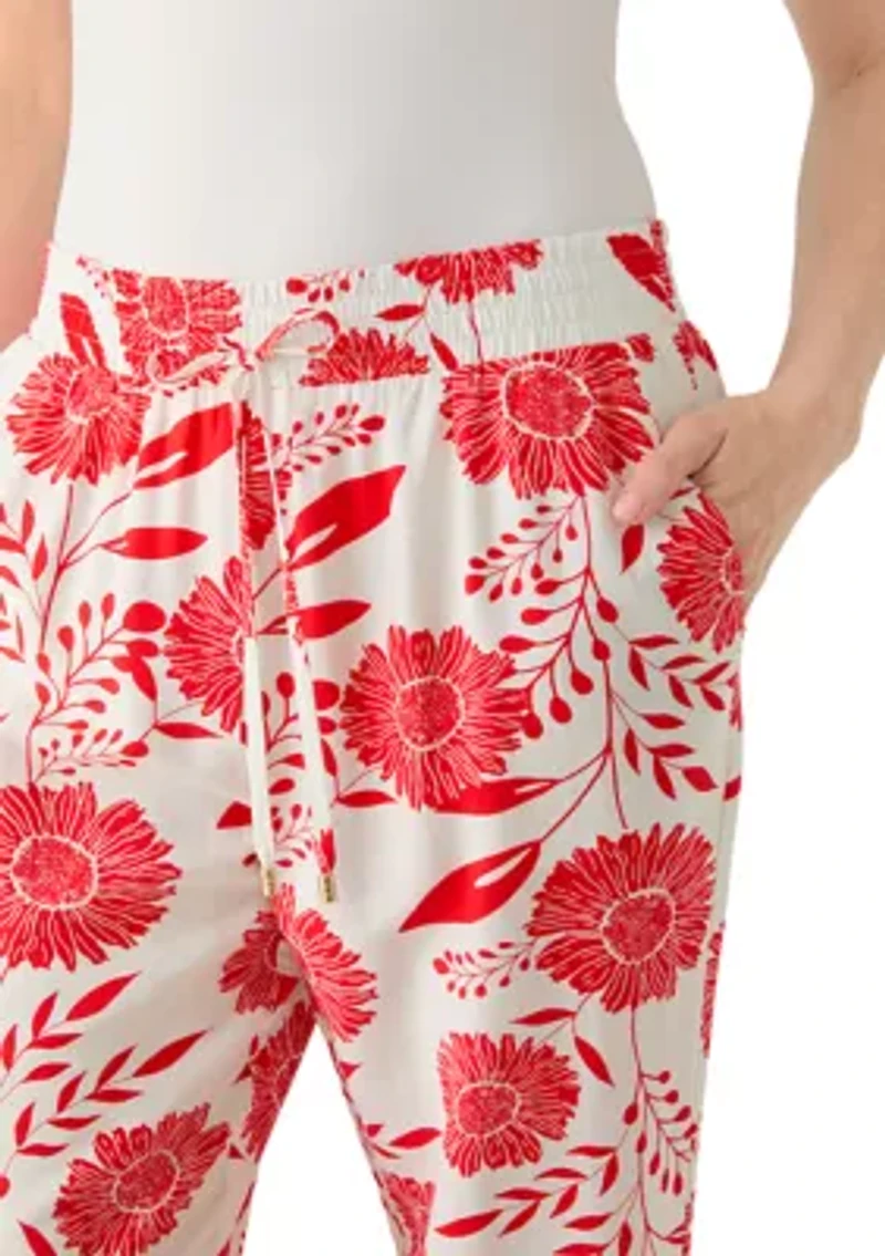 Women's Wide Leg Pull On Floral Printed Pants