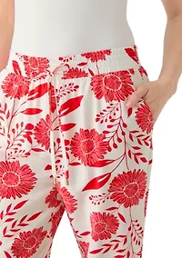 Women's Wide Leg Pull On Floral Printed Pants