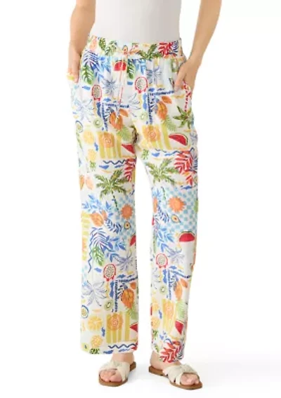 Women's Postcard Print Pants