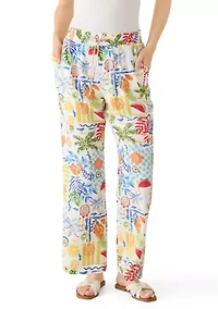 Women's Postcard Print Pants
