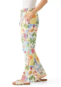 Women's Postcard Print Pants