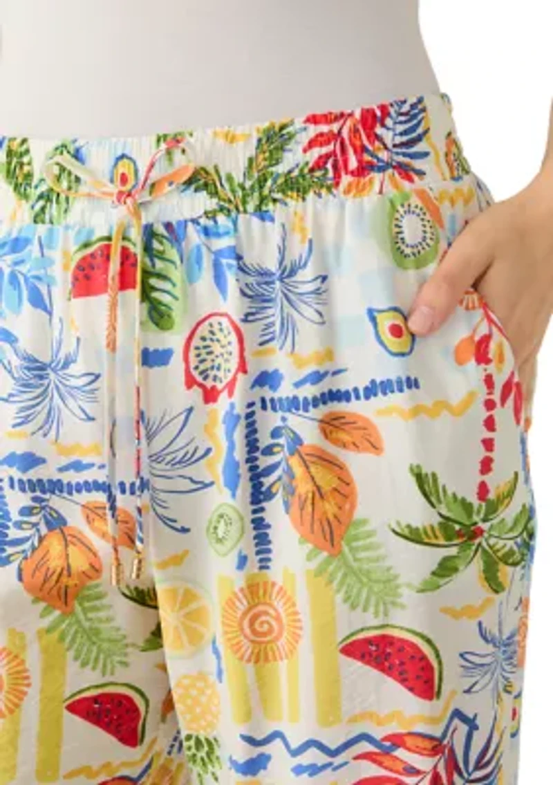 Women's Postcard Print Pants
