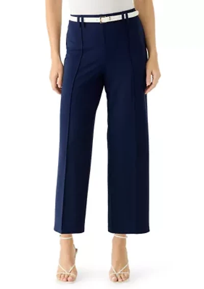 Women's Belted Wide Leg Cropped Pants