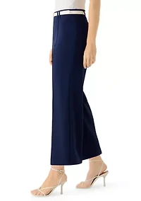 Women's Belted Wide Leg Cropped Pants