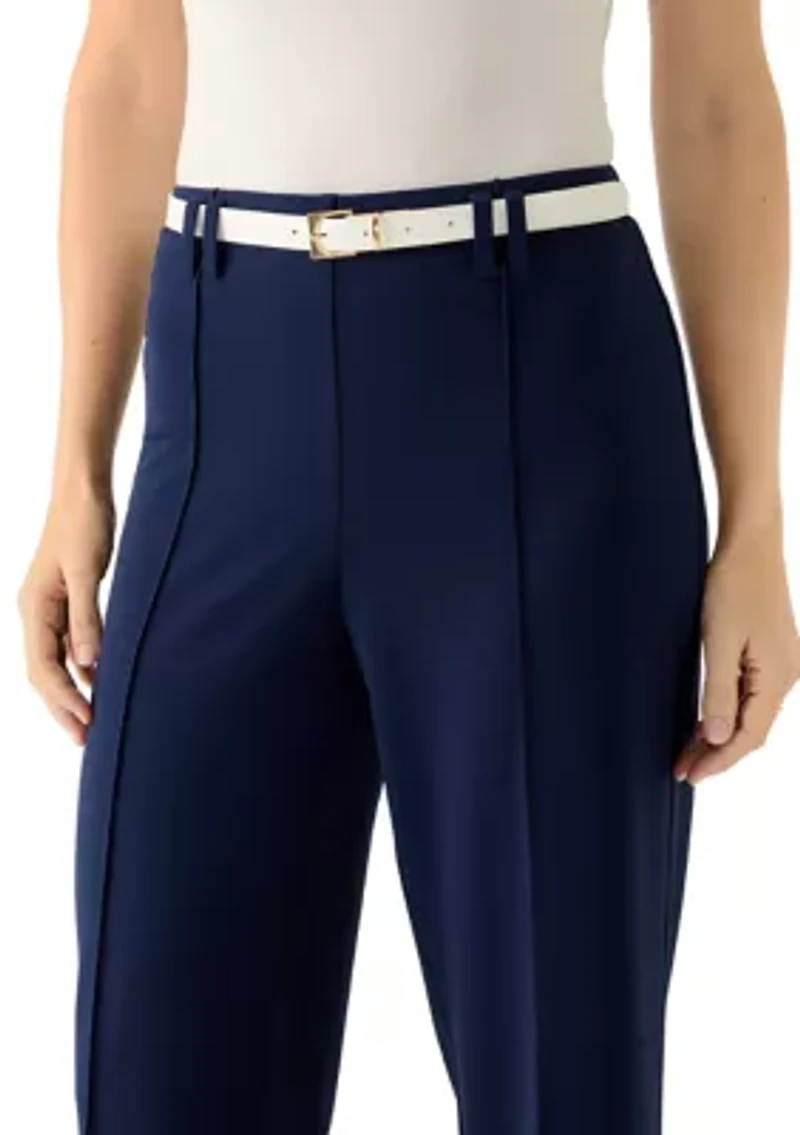 Women's Belted Wide Leg Cropped Pants