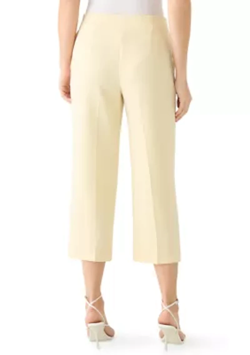 Women's Wide Leg Zip Front Cropped Pants