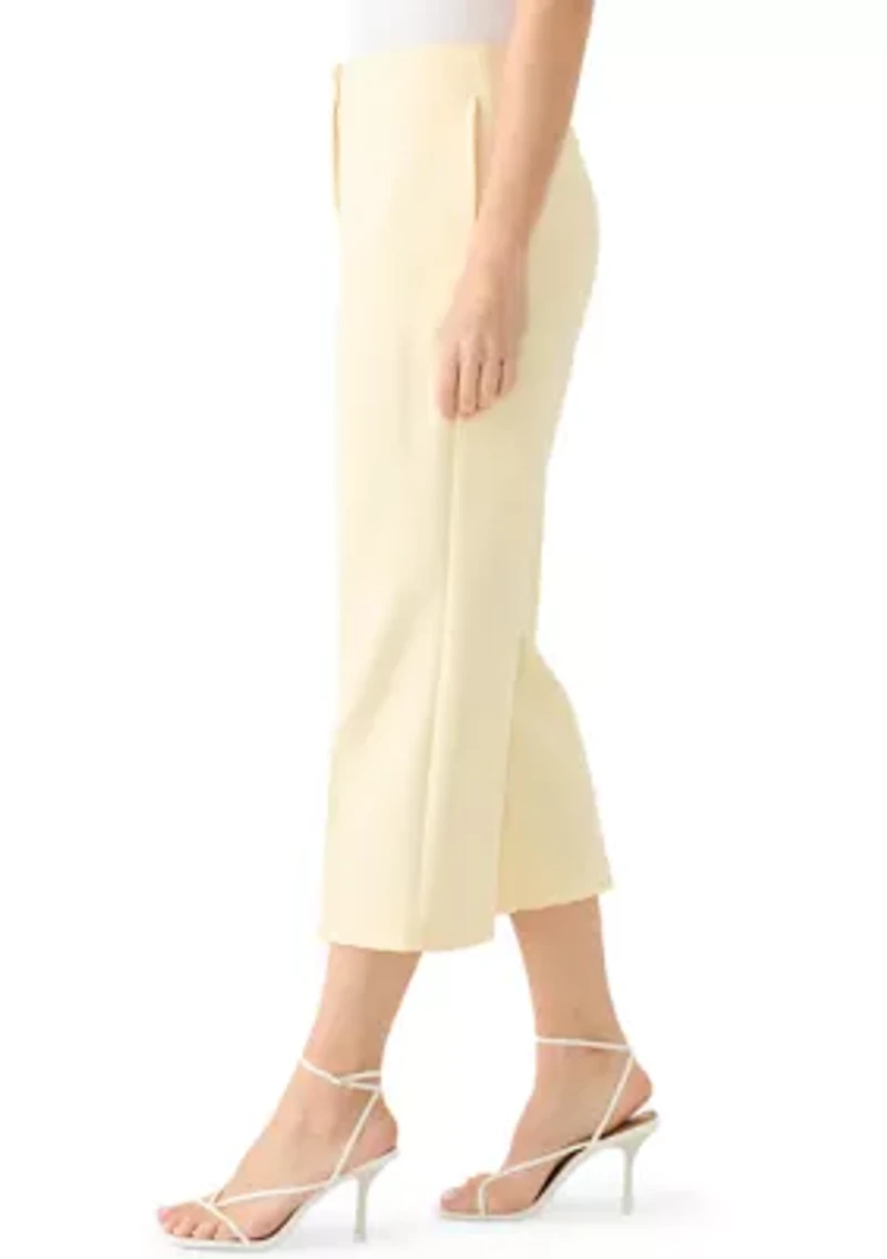Women's Wide Leg Zip Front Cropped Pants