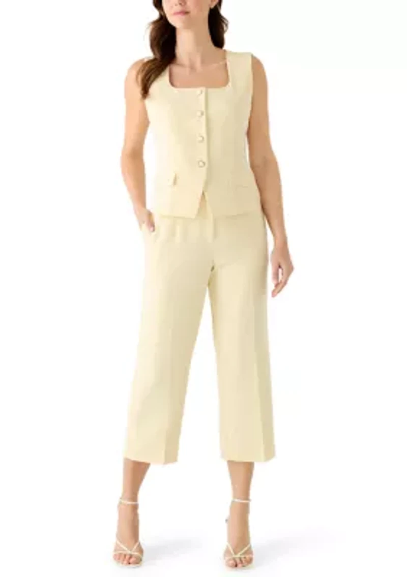 Women's Wide Leg Zip Front Cropped Pants