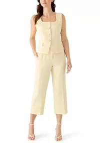 Women's Wide Leg Zip Front Cropped Pants
