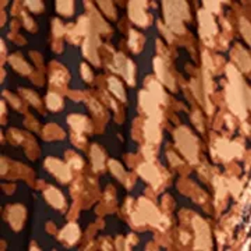 Women's Blouson Sleeve Swirl Print Mock Neck Pleated Blouse