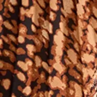 Women's Blouson Sleeve Swirl Print Mock Neck Pleated Blouse