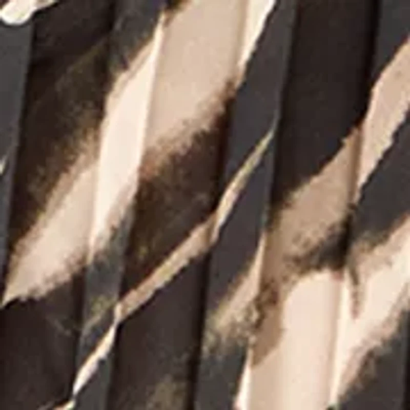 Women's Animal Print Pleated Mock Neck Blouse