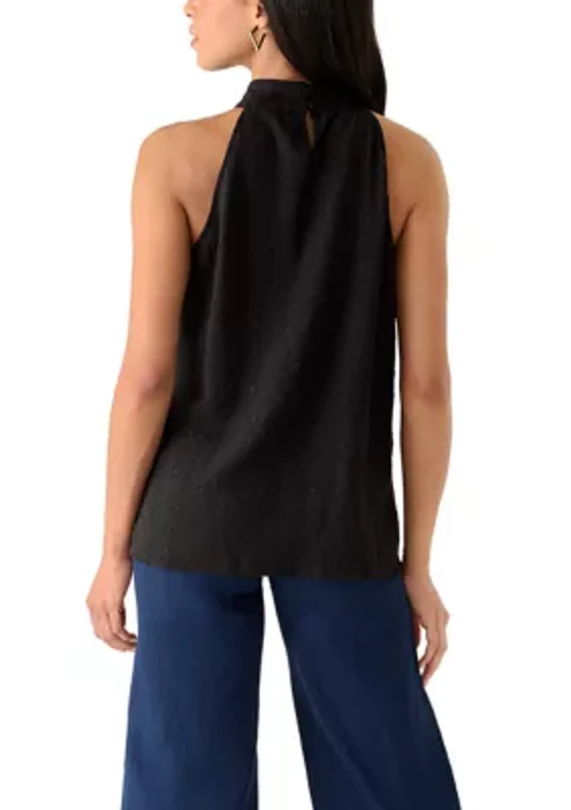 Women's Sleeveless Clip Dot Halter Blouse