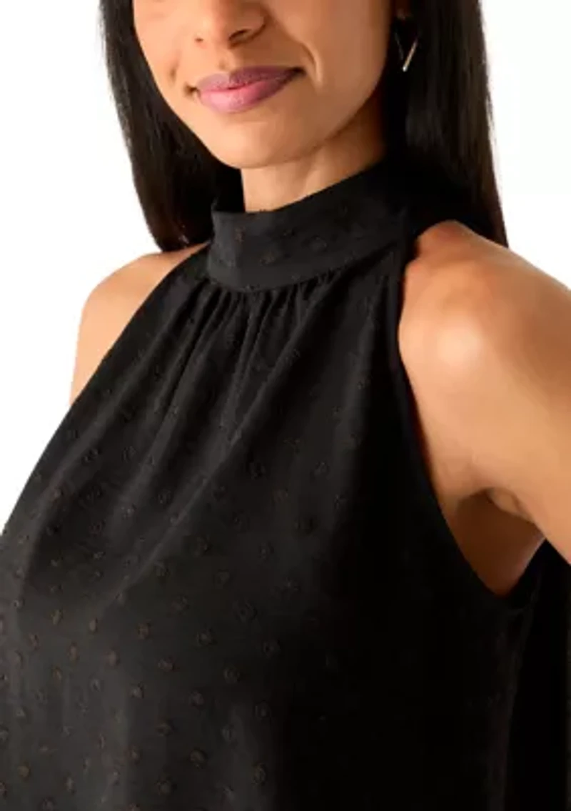 Women's Sleeveless Clip Dot Halter Blouse