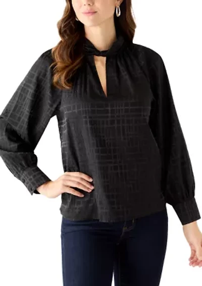 Women's Keyhole Mock Neck Blouse