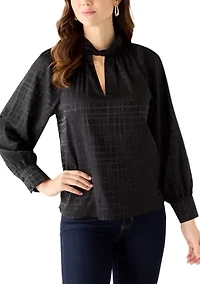 Women's Keyhole Mock Neck Blouse