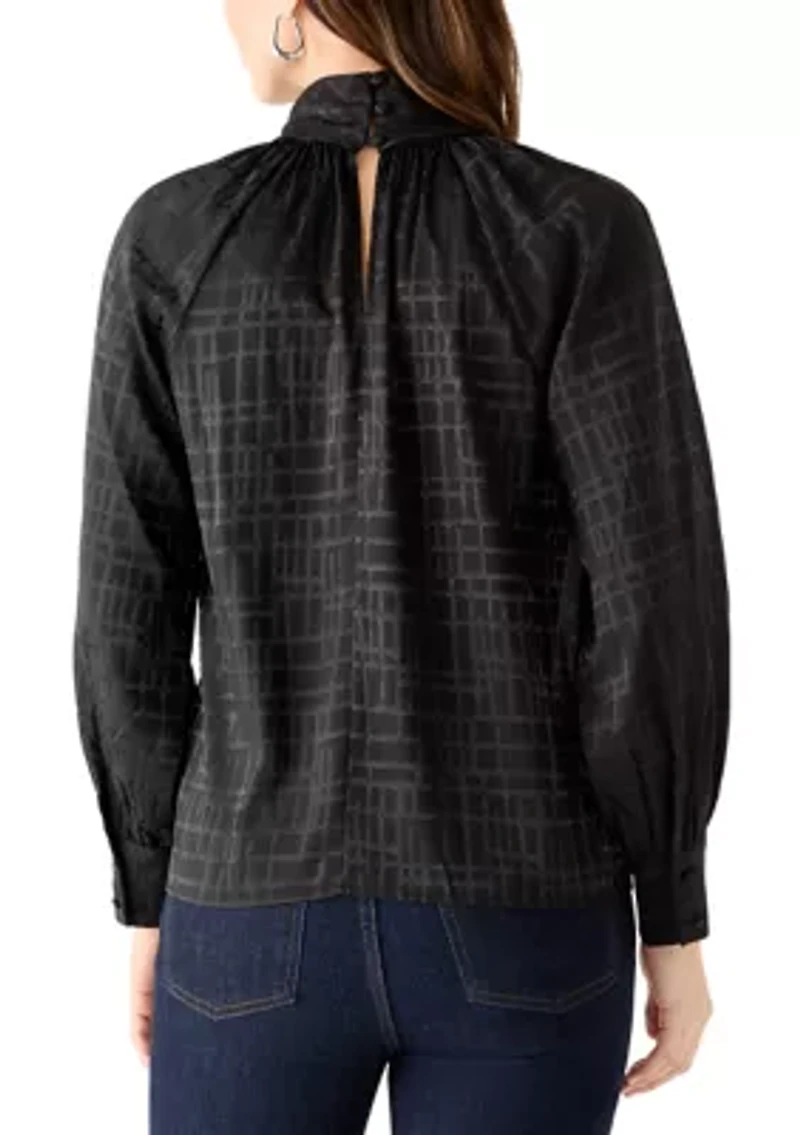 Women's Keyhole Mock Neck Blouse