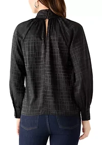 Women's Keyhole Mock Neck Blouse