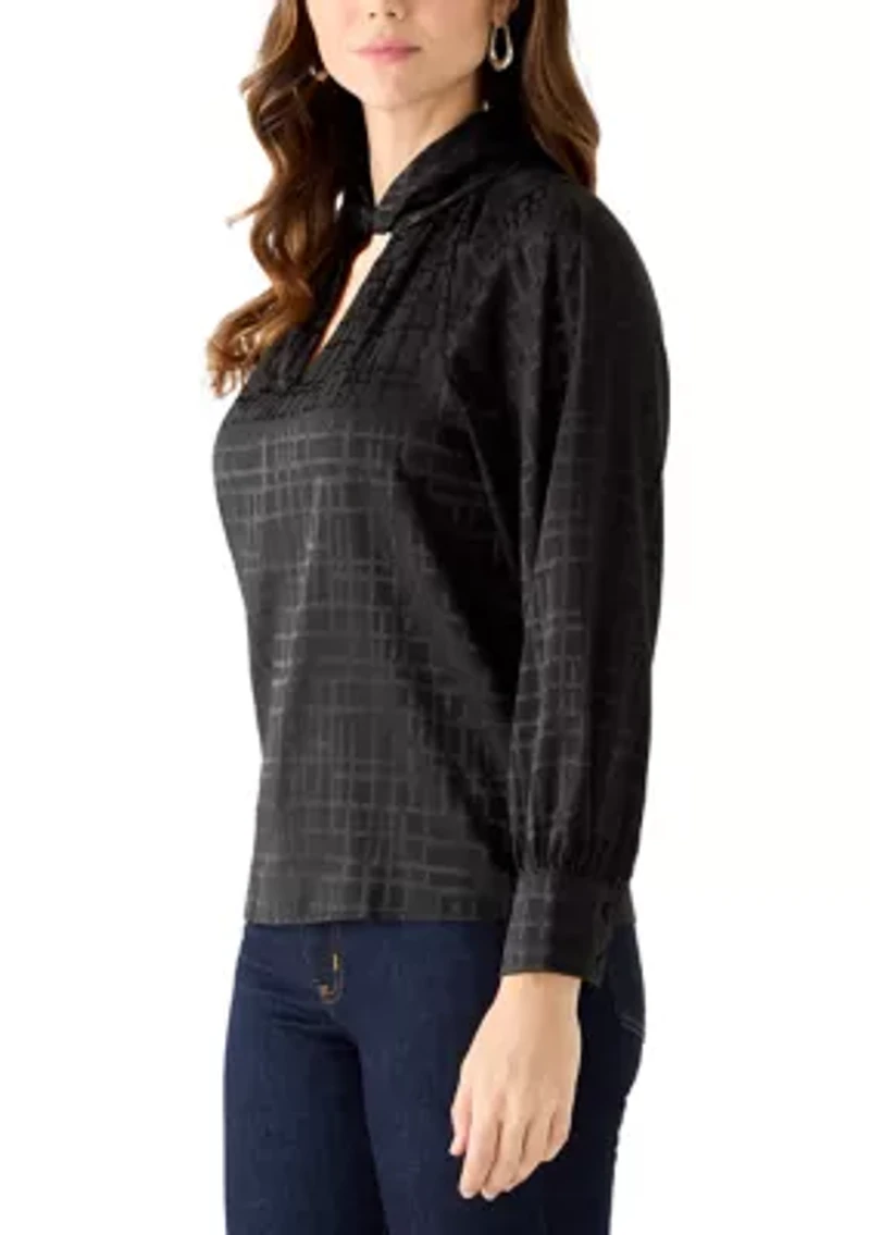 Women's Keyhole Mock Neck Blouse