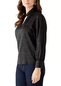 Women's Keyhole Mock Neck Blouse