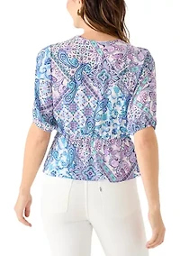 Women's Peplum Floral Wrap Blouse