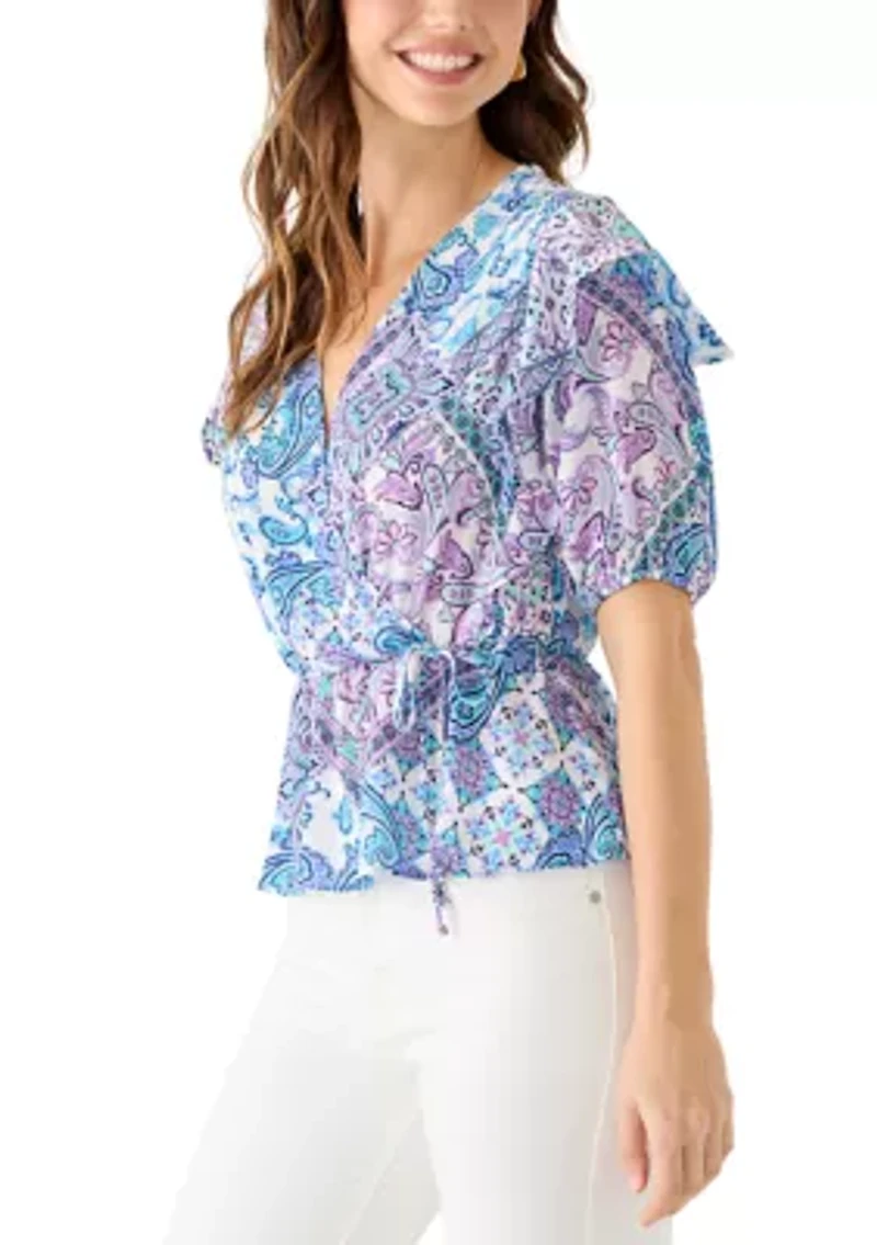 Women's Peplum Floral Wrap Blouse