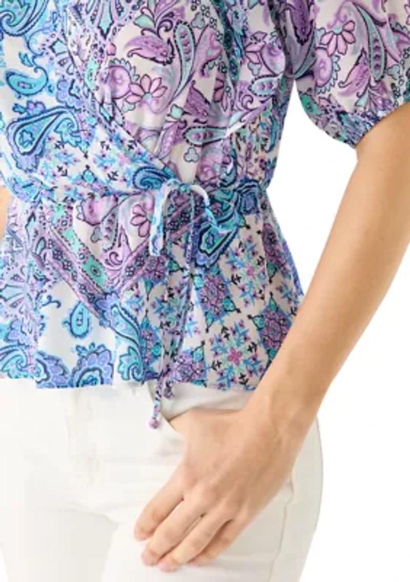 Women's Peplum Floral Wrap Blouse
